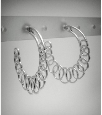 E000131 Stylish Sterling silver earings solid 925 Hoops
