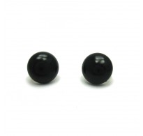 E000492 Sterling Silver Earrings Solid Natural Black Onyx 925