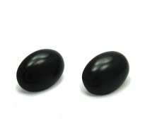 E000493 Sterling Silver Earrings Solid Natural Black Onyx 925 French clip