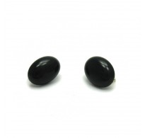 E000494 Sterling Silver Earrings Solid Natural Black Onyx 925 French clip