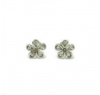 E000502 Stylish Sterling Silver Earrings 925 Flowers