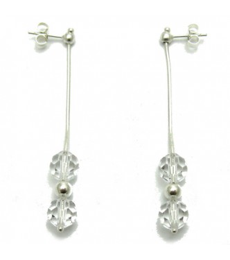 E000003C Dangling sterling silver earrings with crystals solid 925 Empress