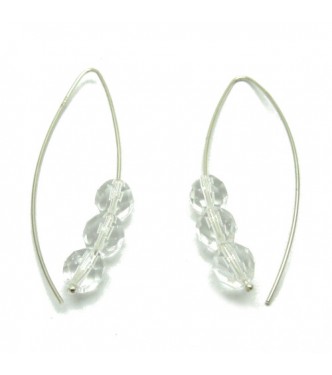 E000004C Stylish Sterling Silver Earrings Crystals 925