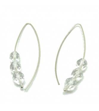 E000004C Stylish Sterling Silver Earrings Crystals 925