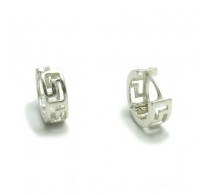 E000075  Stylish Sterling Silver Earrings  Hoops 925 Meander