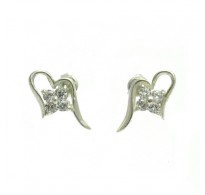 E000097 Stylish Sterling Silver Earrings With CZ 4mm 925