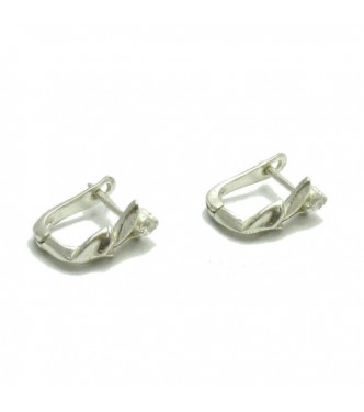 E000113 Stylish Sterling Silver Earrings With CZ 2.5mm 925
