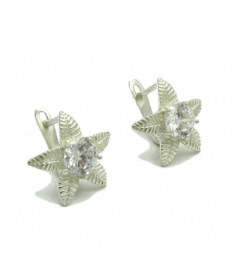 E000129 Stylish Sterling Silver Earrings With CZ 7.0mm 925