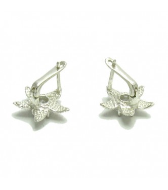 E000129 Stylish Sterling Silver Earrings With CZ 7.0mm 925