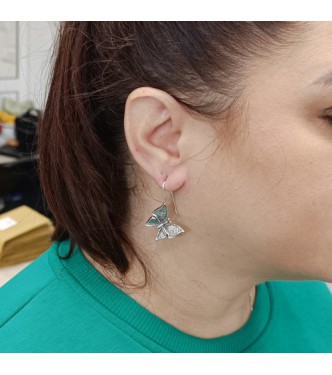 E000202 Sterling Silver Earrings Solid Butterfly oxidized 925