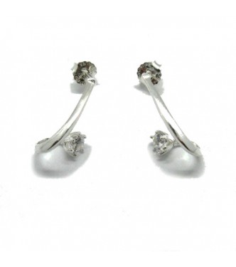 E000215 Stylish sterling silver earrings hallmarked solid 925 with 5mm round CZ