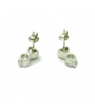 E000220 Stylish Sterling Silver Earrings With CZ 6.0mm 925