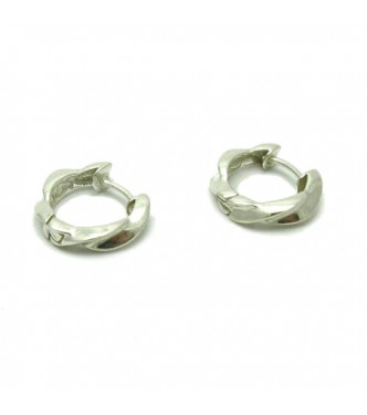 E000260 Stylish Sterling silver earrings solid 925 Hoops