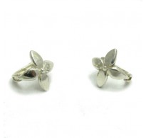 E000525 Small Sterling Silver Earrings Solid Flower 925