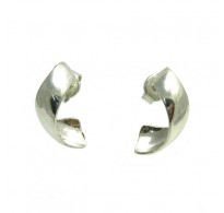 E000529 Sterling Silver Twisted  Earrings Solid 925