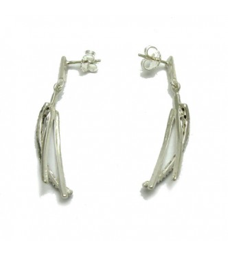  E000720 Long dangling sterling silver earrings solid 925 Empress