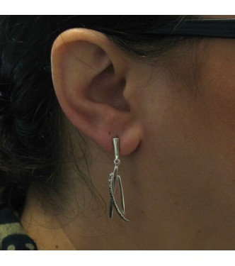  E000720 Long dangling sterling silver earrings solid 925 Empress