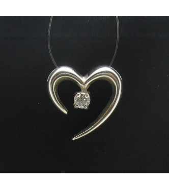 PE000216 Stylish Sterling silver pendant 925 Heart cz solid