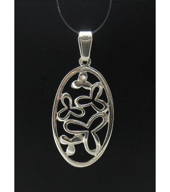 STERLING SILVER PENDANT FLOWERS ELLIPSE 925 SOLID NEW