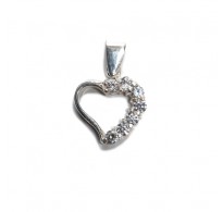 PE000050 Sterling Silver Pendant Heart With Cubic Zirconia Solid Hallmarked 925 Handmade