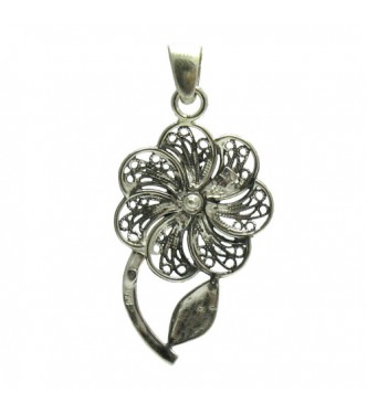PE000976 Sterling silver pendant solid 925 flower pearl