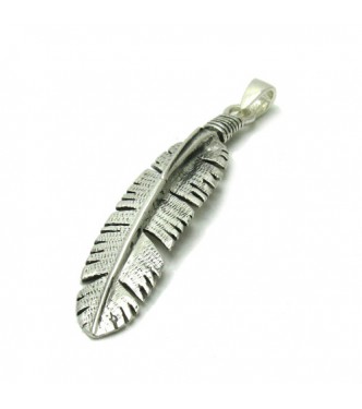 PE001031 Stylish Sterling silver pendant  925 Feather solid