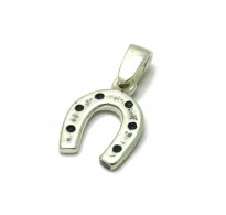 PE001041 Sterling Silver Pendant Charm Solid 925 Horseshoe
