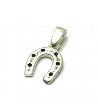 PE001041 Sterling Silver Pendant Charm Solid 925 Horseshoe