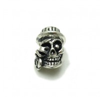 PE001105 Sterling silver pendant solid 925 Bead Skull with rose