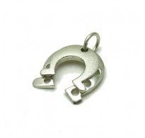 PE001110 Sterling Silver Pendant Charm Solid 925 Double Horseshoe