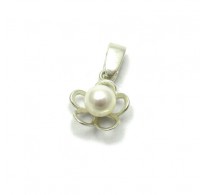 PE001118 Stylish Sterling silver pendant 925 solid Flower pearl