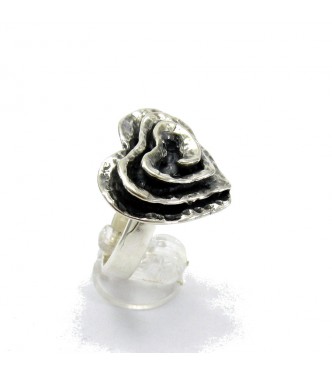 R000021 Plain Stylish Sterling Silver Ring Stamped Solid 925 Heart Rose Handmade