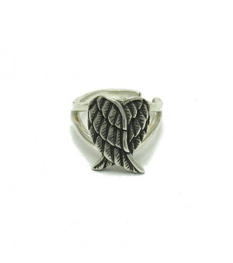 R001424 Sterling silver ring solid 925 adjustable size Angel Wings