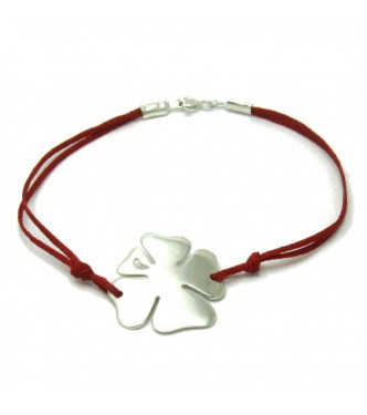 B000168R Sterling Silver Bracelet Solid 925Flower  with red string