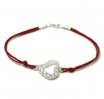 B000170R Sterling Silver Bracelet Solid 925 Heart with red string