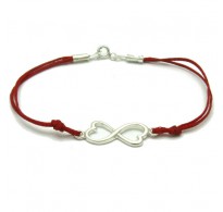 B000174R Sterling Silver Bracelet Solid 925 Eternity with red string