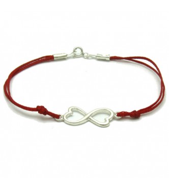 B000174R Sterling Silver Bracelet Solid 925 Eternity with red string