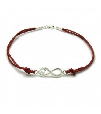 B000177R Sterling Silver Bracelet Solid 925 Eternity with red string