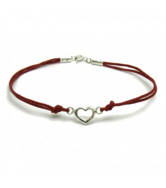B000186R Sterling Silver Bracelet Solid 925 Heart with red string EMPRESS