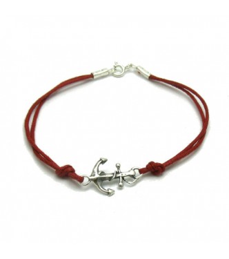 B000192R Sterling Silver Bracelet Solid 925 Anchor with red string EMPRESS