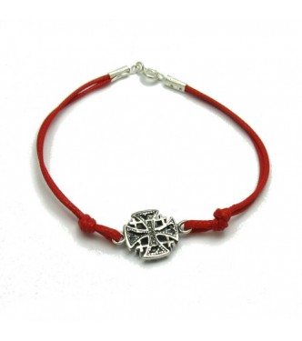 B000200R Sterling silver bracelet solid 925 Jerusalem Cross with red string 