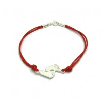 B000201R Sterling silver bracelet solid 925 Footsteps with red string 