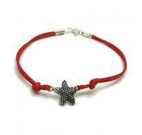 B000203R Sterling silver bracelet solid 925 Sea star with red string 