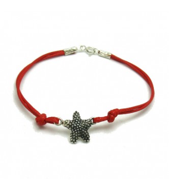 B000203R Sterling silver bracelet solid 925 Sea star with red string 