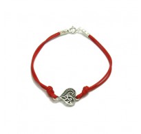 B000205R Sterling Silver Bracelet Solid 925 Heart with red string EMPRESS