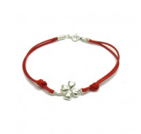 B000207R Sterling Silver Bracelet Solid 925 Clover with red string