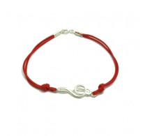 B000208R Sterling Silver Bracelet Solid 925 Treble clef with red string