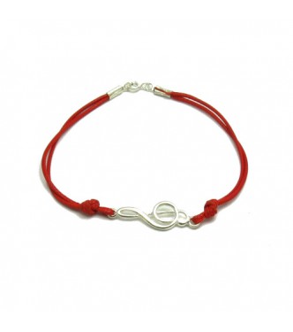 B000208R Sterling Silver Bracelet Solid 925 Treble clef with red string