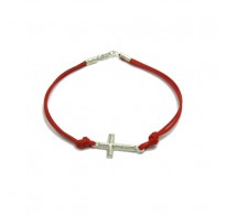 B000211R Sterling Silver Bracelet Solid 925 Cross with red string