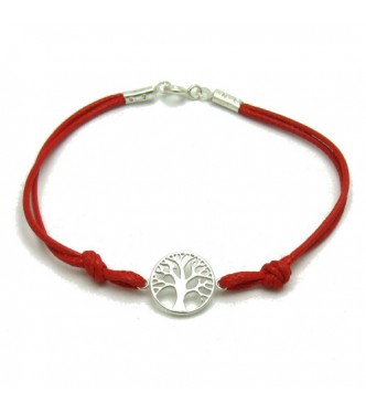 B000213R Sterling silver bracelet solid 925 Tree of life with red string EMPRESS
